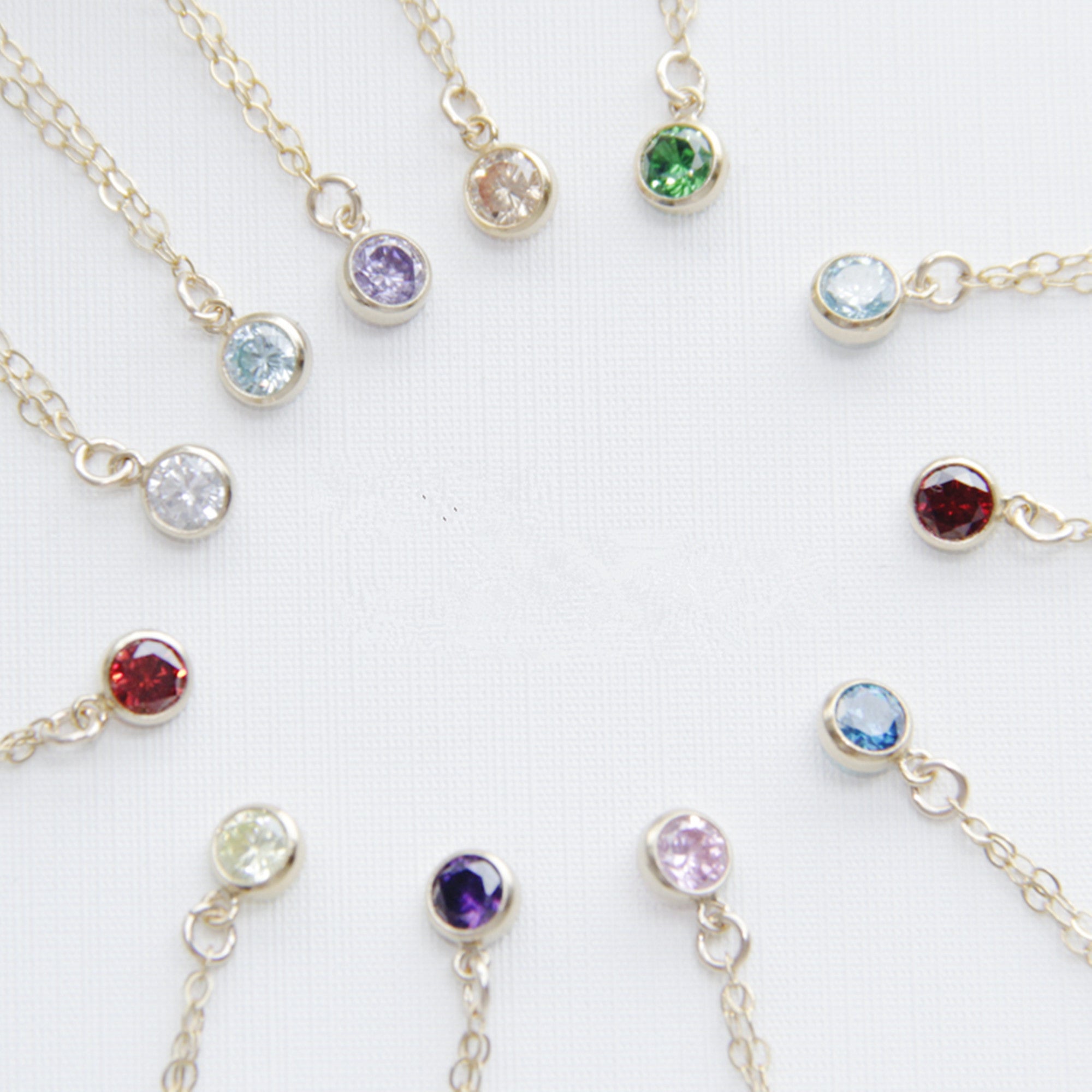 Birthstone Necklace -Mothers Gift Birthstone Necklace Crystal Necklace 14 K GF Necklace- Bridesmaid favor-Girls's birthday gifts