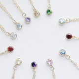 Birthstone Necklace -Mothers Gift Birthstone Necklace Crystal Necklace 14 K GF Necklace- Bridesmaid favor-Girls's birthday gifts