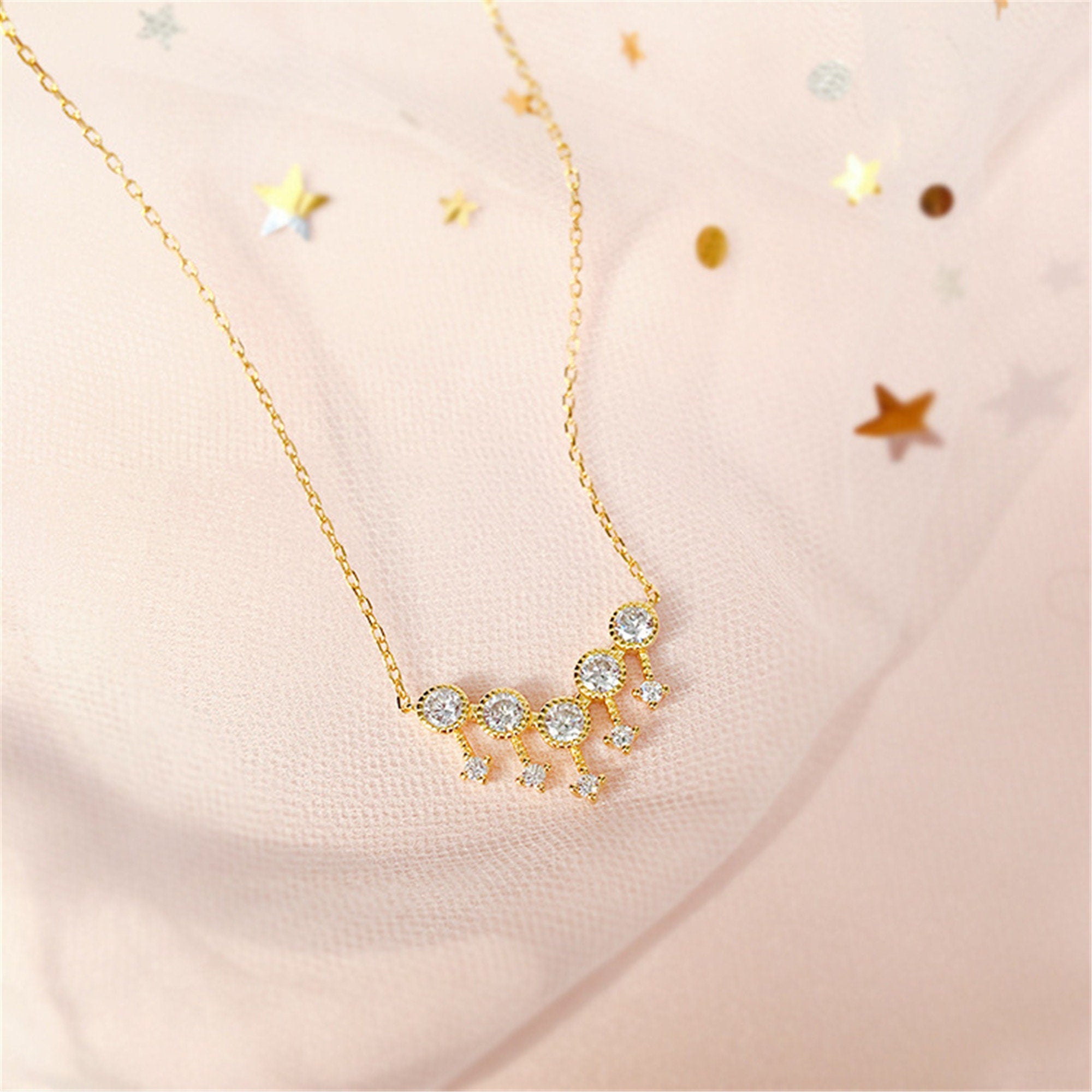 Luxury Cubic Zirconia Silver Necklace, Solitaire Diamond Necklace, Simple CZ Necklace, Wedding necklace Bridesmaid gift
