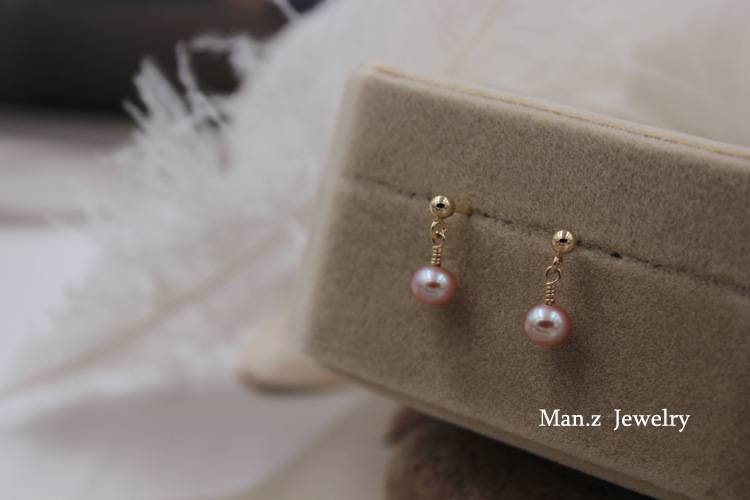 2 Freshwater Cultured Pearl Drop Earrings with 14 K gold chain in Earrings, Wedding Prom Earring,Bridesmaid Birthday Gifts