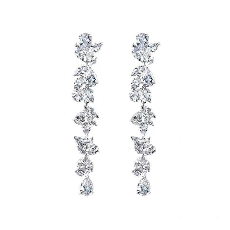 Luxury designer handmade Wedding CZ earrings, Solitaire Diamond Earrings,shining earrings, Bridal gift