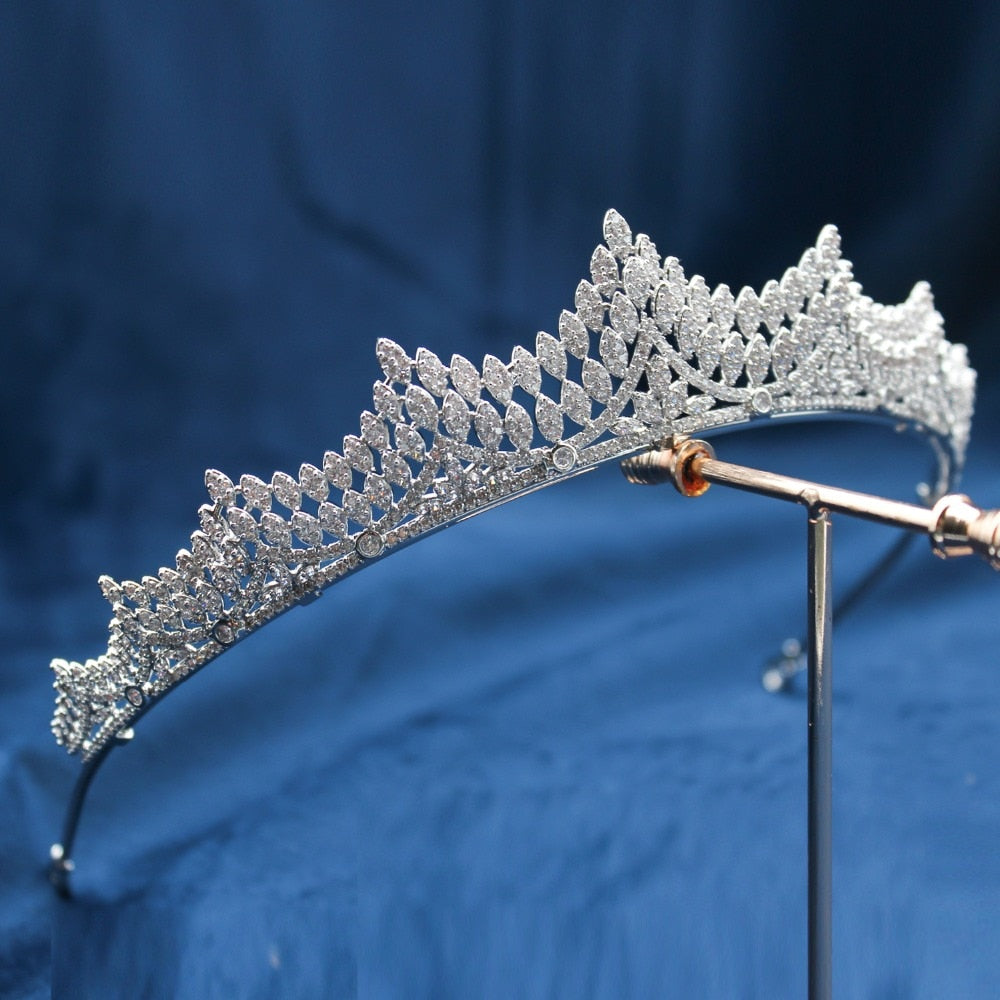 Elegant Silver Zircon Hair Tiaras High Quality Bridal Headpieces Crown Wedding Hair Accessories coroa de noiva
