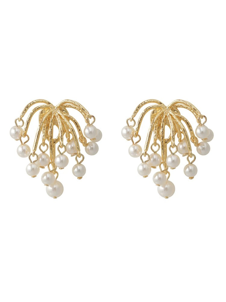 Pearl Cascade Stud Earrings