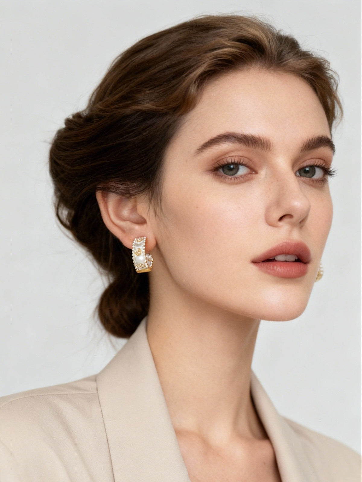 White Enamel Blossom Hoops