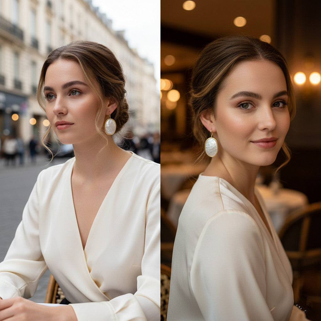Oval Pearl Drop Earrings