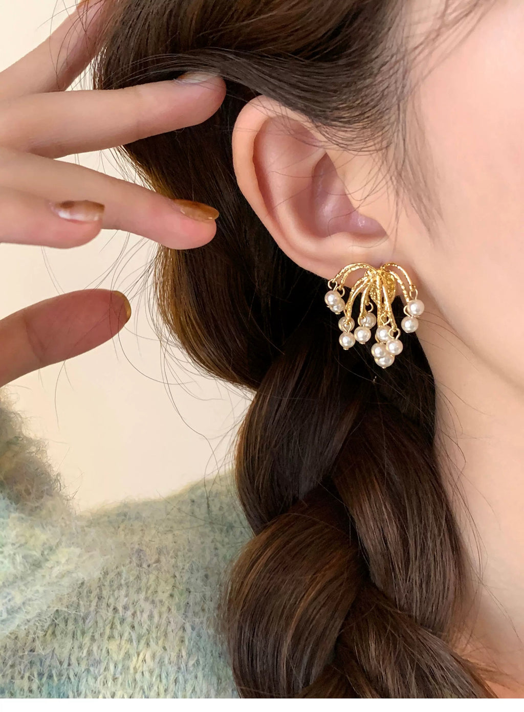 Pearl Cascade Stud Earrings