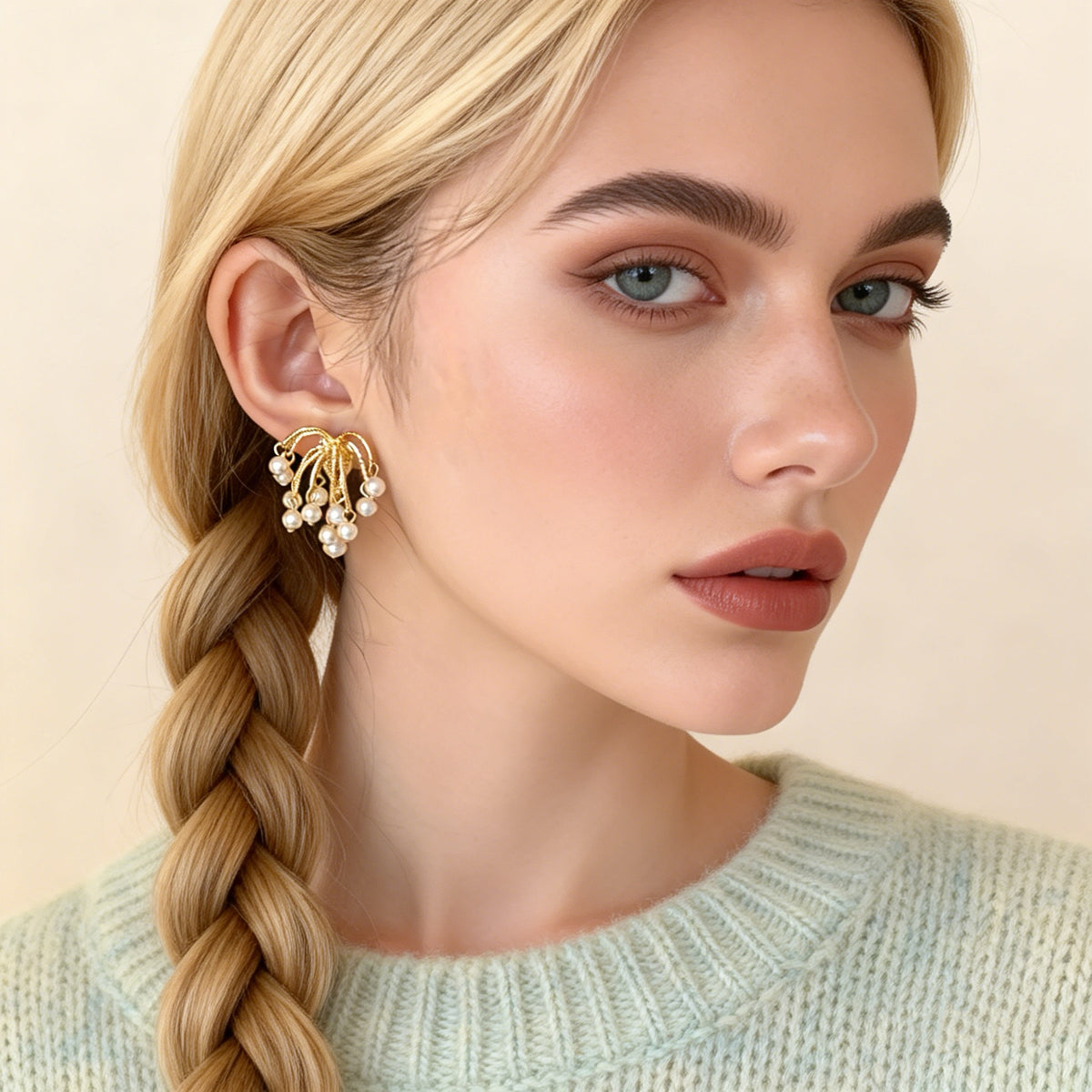 Pearl Cascade Stud Earrings
