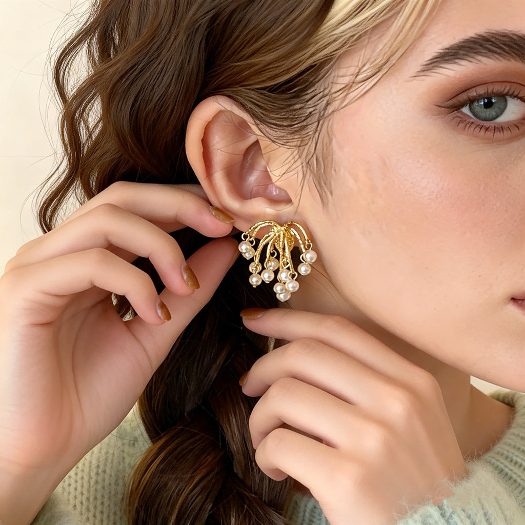 Pearl Cascade Stud Earrings