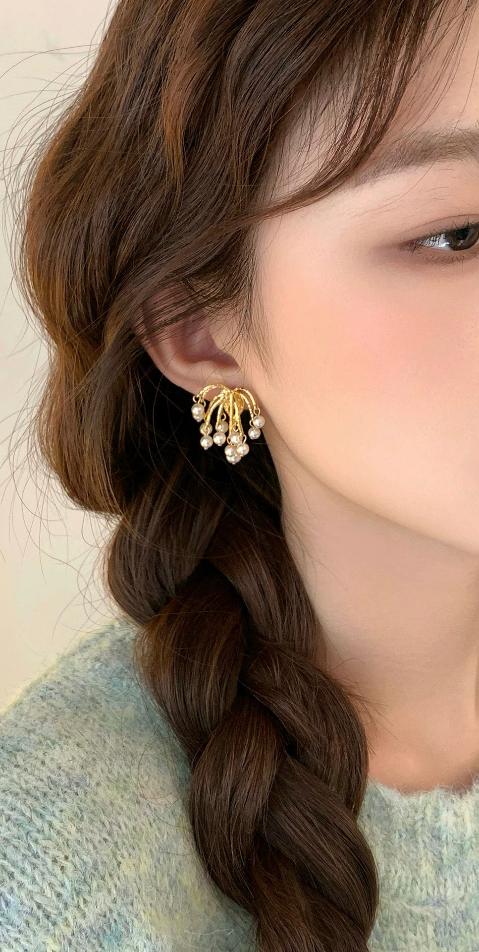 Pearl Cascade Stud Earrings
