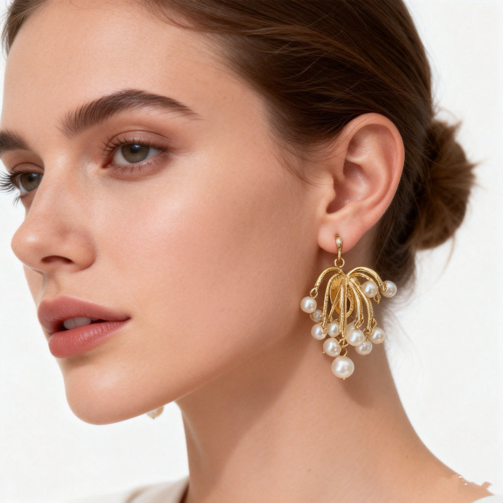 Pearl Cascade Stud Earrings