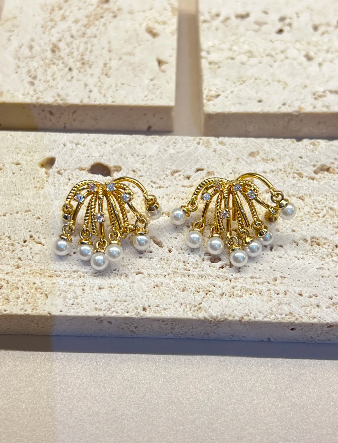 Pearl Cascade Stud Earrings