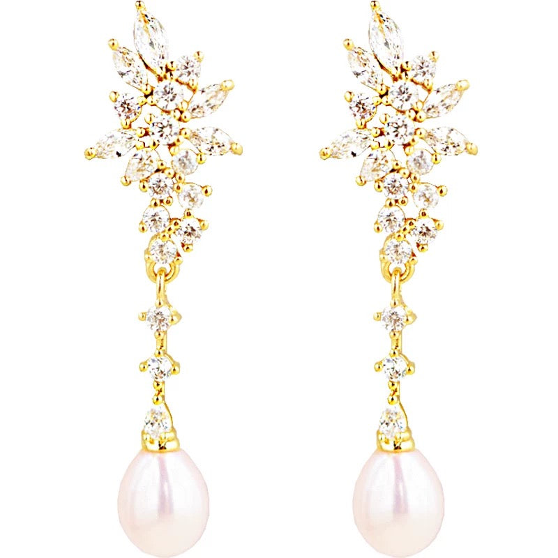 Long Teardrop Pearl Earrings