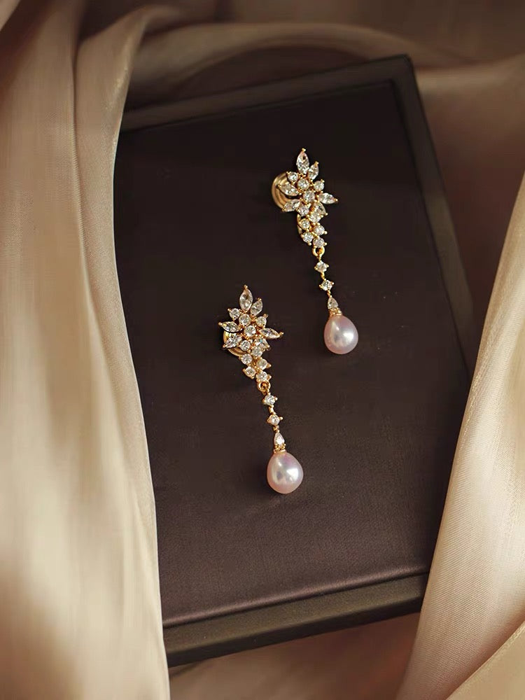 Long Teardrop Pearl Earrings