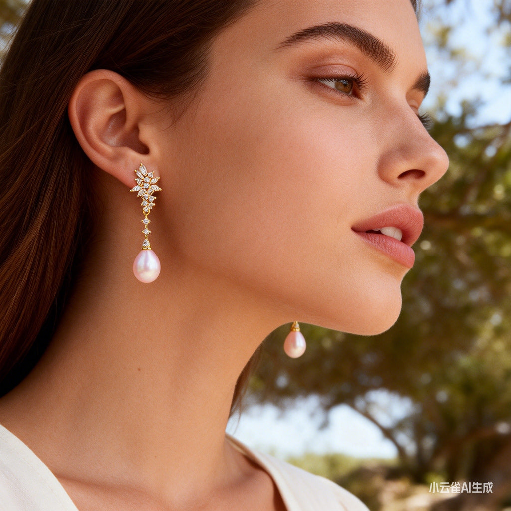 Long Teardrop Pearl Earrings