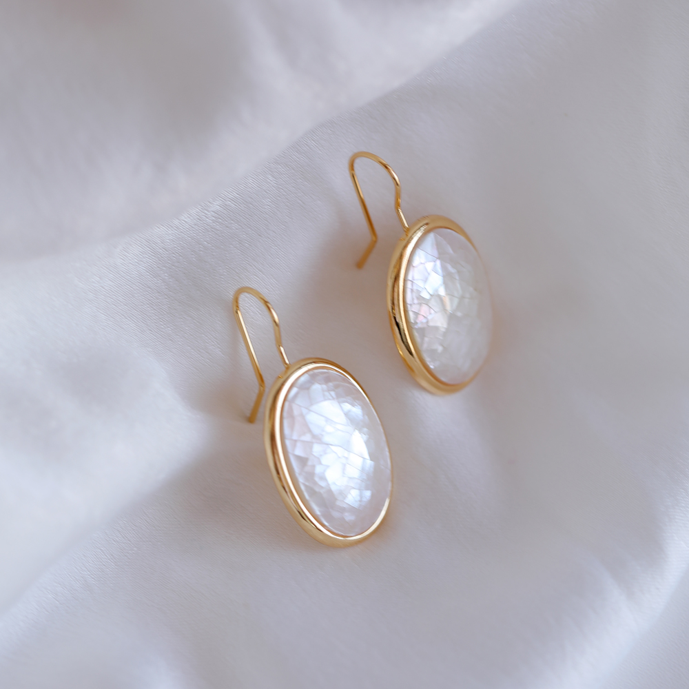 Oval Pearl Drop Earrings