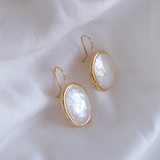 Oval Pearl Drop Earrings