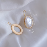 Oval Pearl Drop Earrings