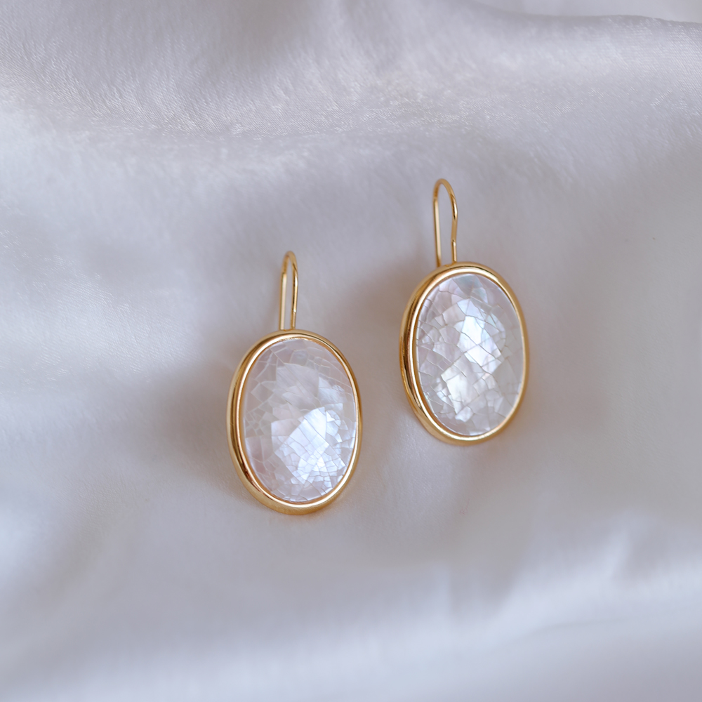 Oval Pearl Drop Earrings