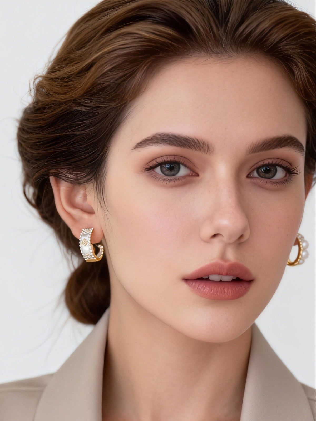White Enamel Blossom Hoops