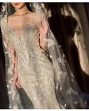 Handmade pearls lace veil