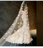 Handmade pearls lace veil