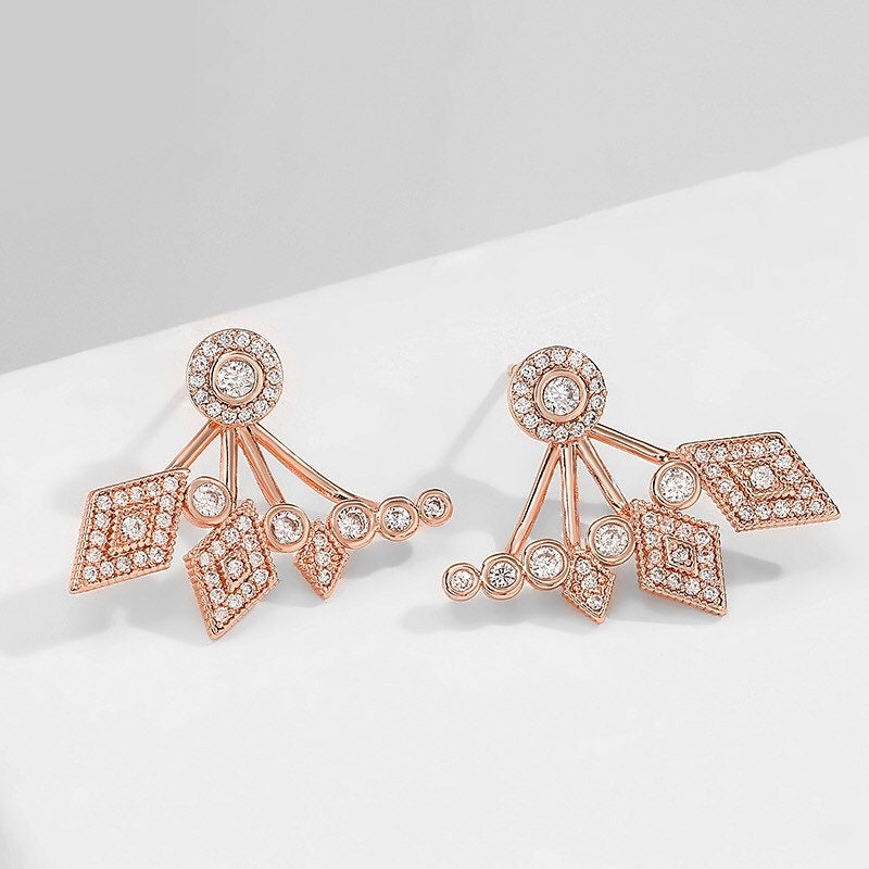 Wing gold Earrings, Earrings jacket,Ear crawler,Ear Climber, Bride Earrings, Prom Earrings,earrings for woman,  Birthday gift