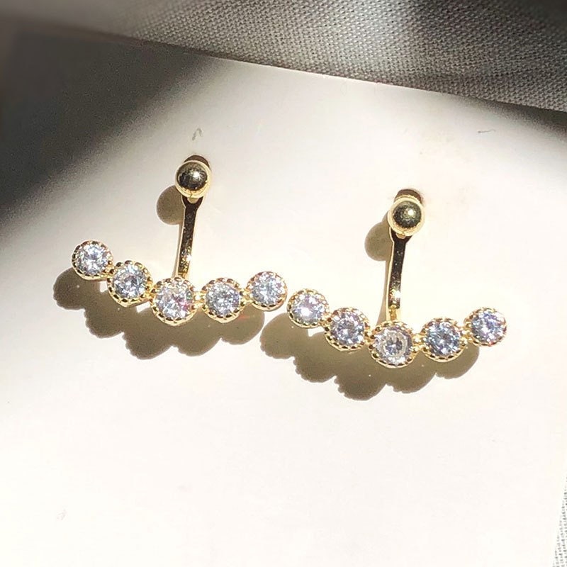 Handmade earrings 14 k gold ear stud crawler earrings