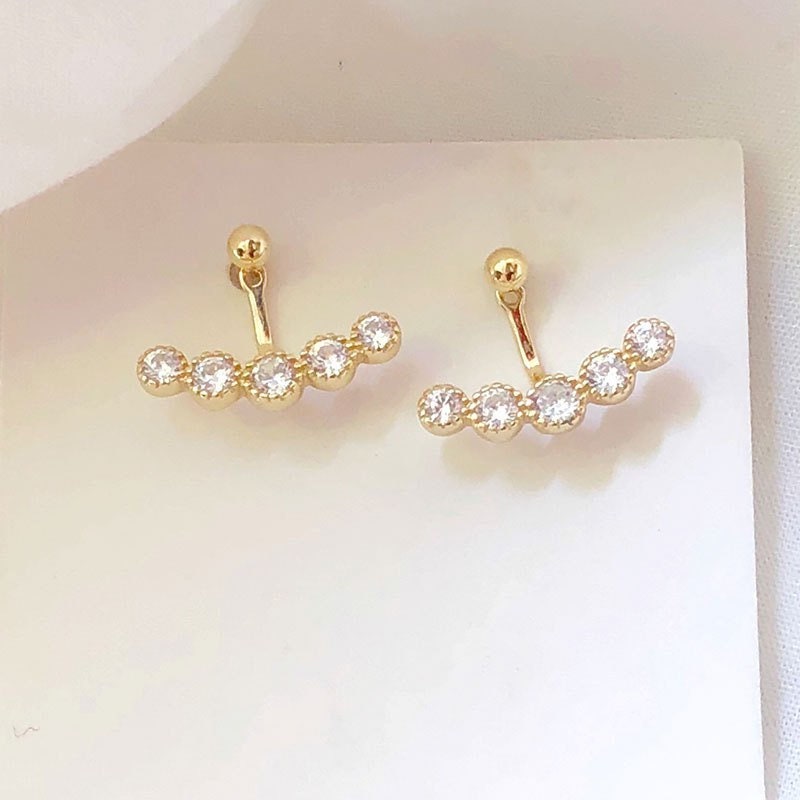 Handmade earrings 14 k gold ear stud crawler earrings