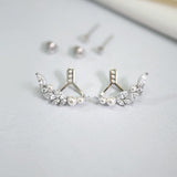 Multiple wearing Pearls angels Wing Earrings 925 silver Ear Climber