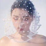 Handmade pearls lace wedding veil-Beautiful handmade lace head yarn-Bridal veil