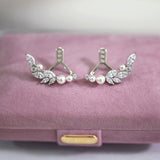 Multiple wearing Pearls angels Wing Earrings 925 silver Ear Climber