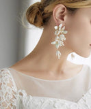 Flower  Pearl crawler earrings