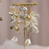 Flower  Pearl crawler earrings