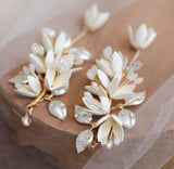 Flower  Pearl crawler earrings