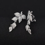 Handmade Jewelry leaf earrings crawler earrings, 925 silver Ear Climber, Bridal Earrings,Bridesmaid  Gifts-CZ Earrings