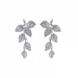 Handmade Jewelry leaf earrings crawler earrings, 925 silver Ear Climber, Bridal Earrings,Bridesmaid  Gifts-CZ Earrings