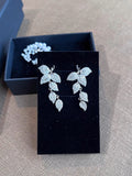 Handmade Jewelry leaf earrings crawler earrings, 925 silver Ear Climber, Bridal Earrings,Bridesmaid  Gifts-CZ Earrings