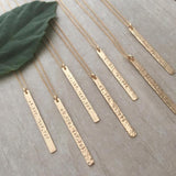 Hammered Bar Handmade Gold Filled Jewelry Personalized Name Necklace Custom Letter Choker Pendants Collier Femme Women