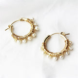 30MM Gold Filled Fresh water Pearls  Handmade Gold Hoop Earrings Minimalism Oorbellen Pendientes Earrings