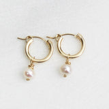 15MM Gold Filled Natural Pearls Earrings  Hoop Earrings Handmade Jewelry Brincos Minimalism Oorbellen Pendientes Earrings